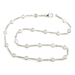 Natural Bezel Set Diamond Link Chain Design 14k White Gold Necklace