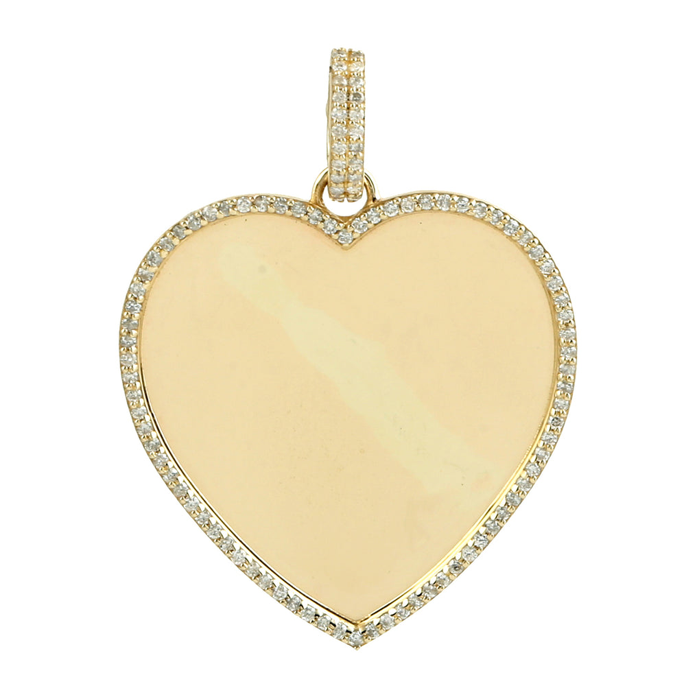 Natural Pave Diamond Heart Charm 14k Gold Pendant For Her