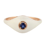 14k Rose Gold Blue Sapphire Band Ring Enamel Jewelry For Women's