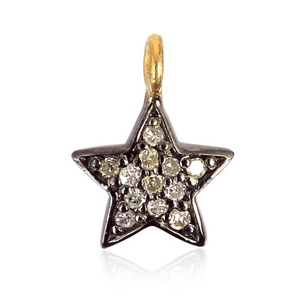Pave Diamond Star Charm 14k Gold Silver Pendant