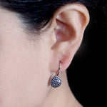 Natural Sapphire Dangle Earrings 10k White Gold Jewelry