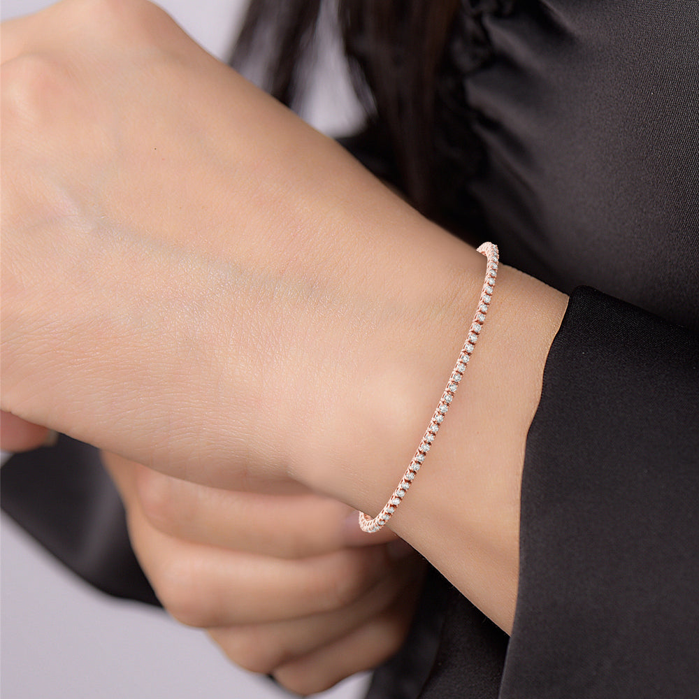 14k Rose Gold Diamond Channel Set Beautiful Tennis Bracelet For Her