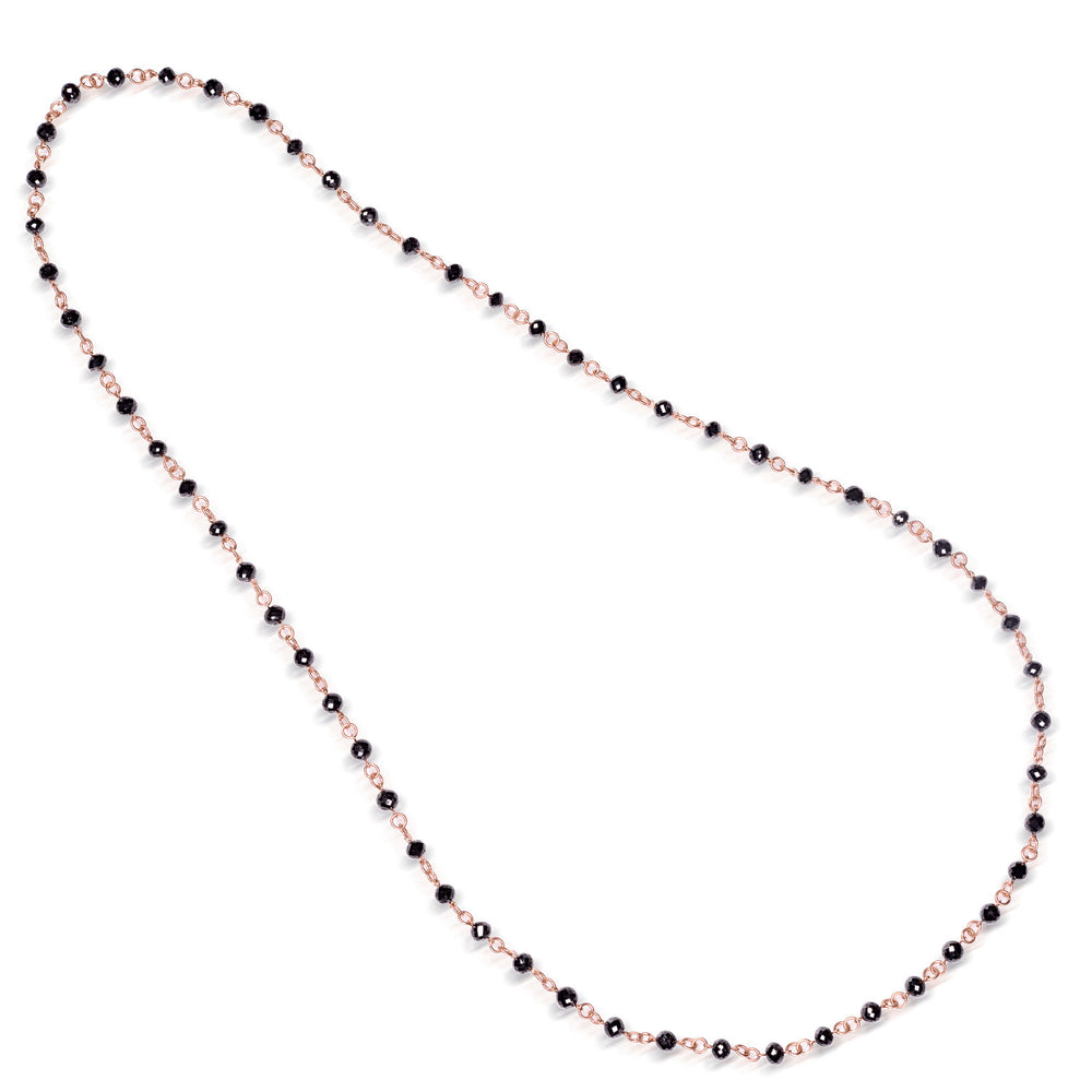 Black Diamond Beaded Chain Necklace in 18K Rose Gold | Long Layering Chain