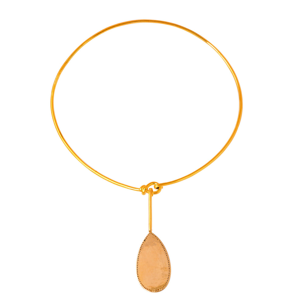 Minimal Gold Choker Necklace with Tanzanite Drop and Diamond Halo