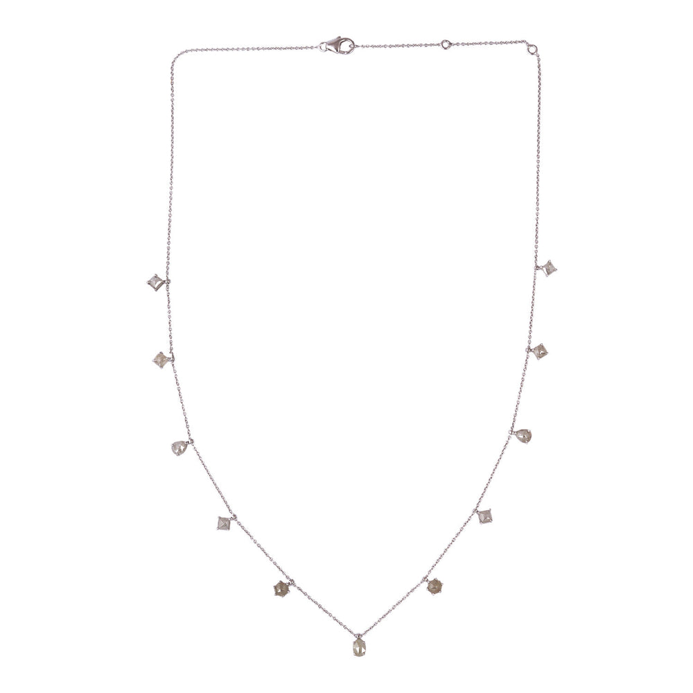 18K White Gold Station Necklace with Mixed Cut Ice Diamonds