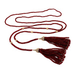 Faceted Ruby Beads Pave Natural Diamond Tassel Rope Lariat Necklace In 18K Rose Gold Jewelry