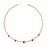 Charming Pear Ruby July Birthstone Cuff Choker Necklace Made In 18K Rose Gold For Her