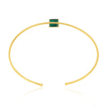 Emerald Gemstone May Birthstone Cuff Choker Necklace 18K Yellow Gold For Women's