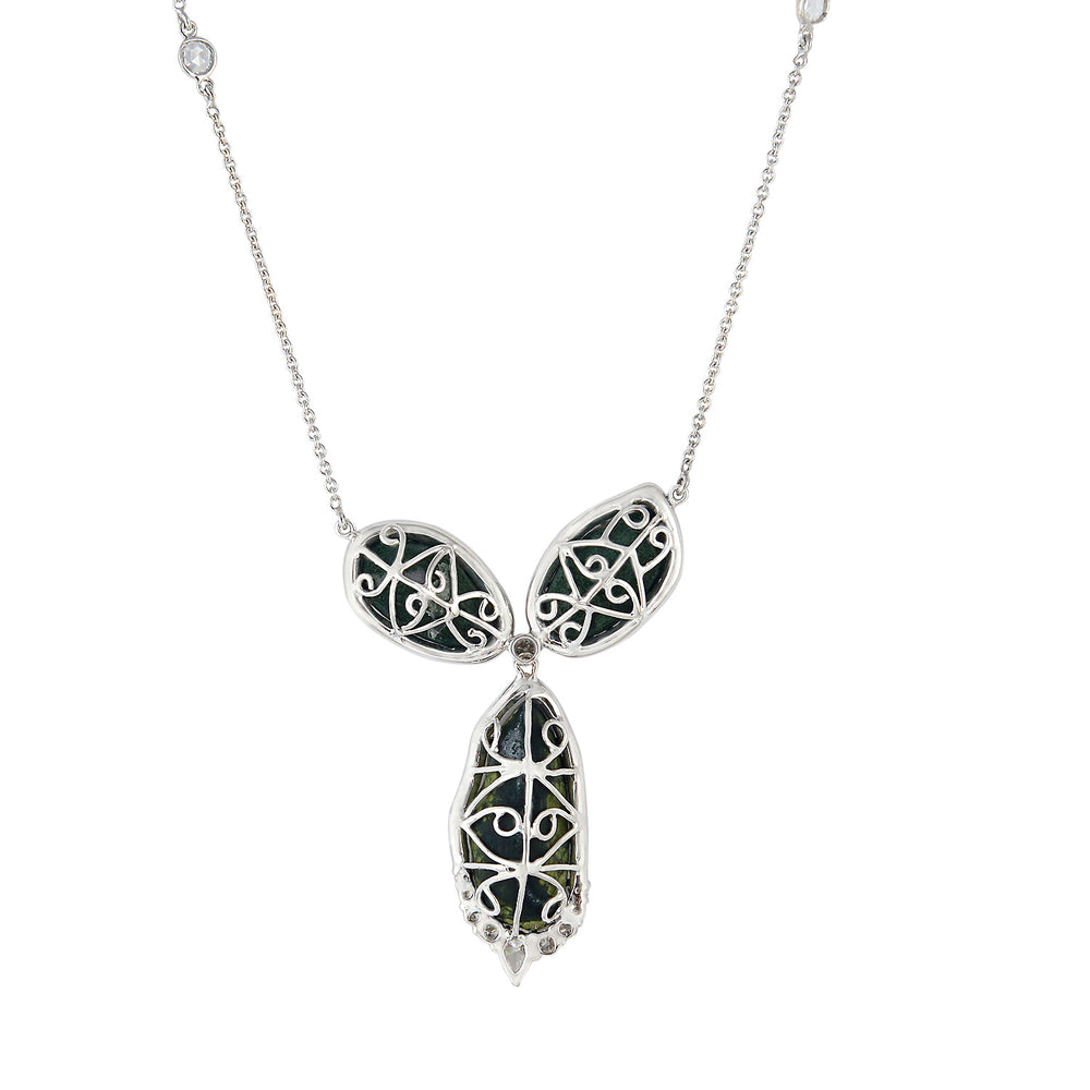 Uneven Geode Pave Diamond Choker Necklace In 18k White Gold