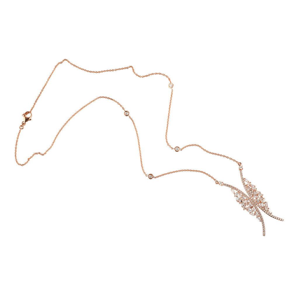 18K Rose Gold Butterfly Choker Necklace with Baguette Diamonds – Elegant Statement Jewelry