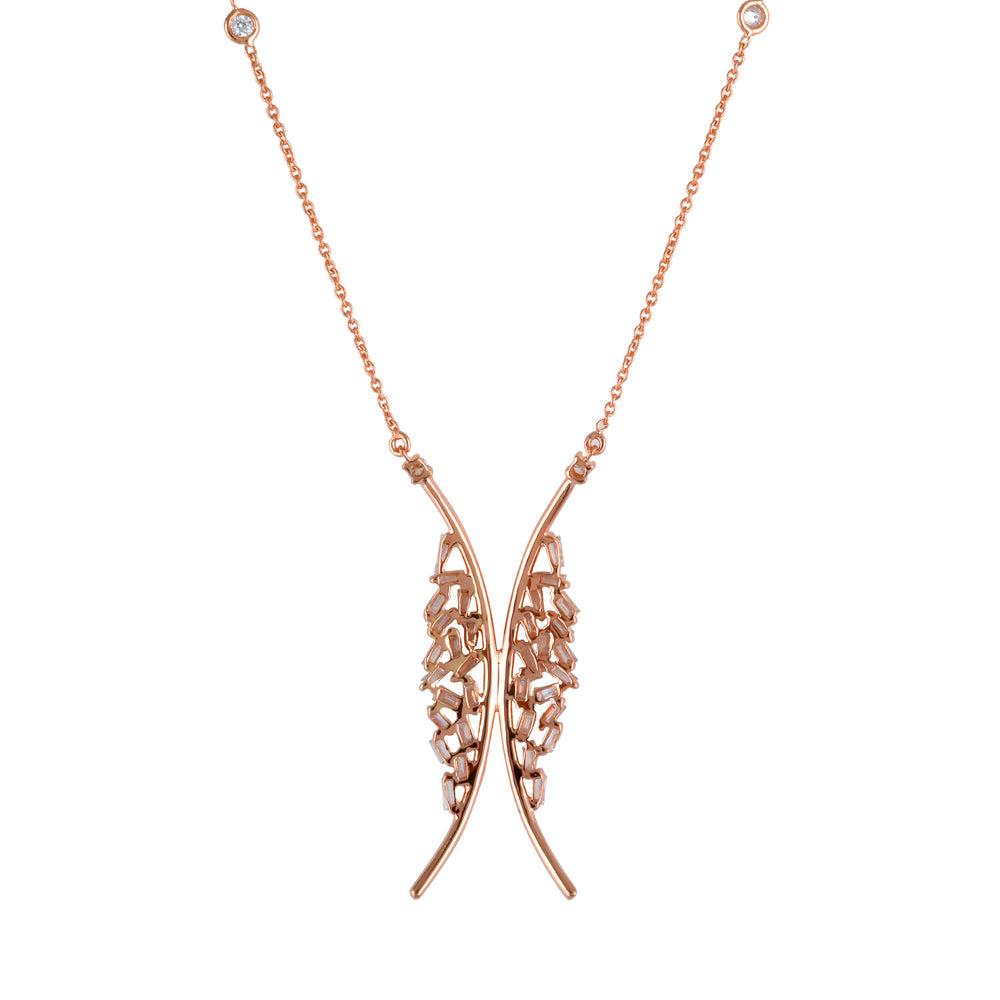 18K Rose Gold Butterfly Choker Necklace with Baguette Diamonds – Elegant Statement Jewelry
