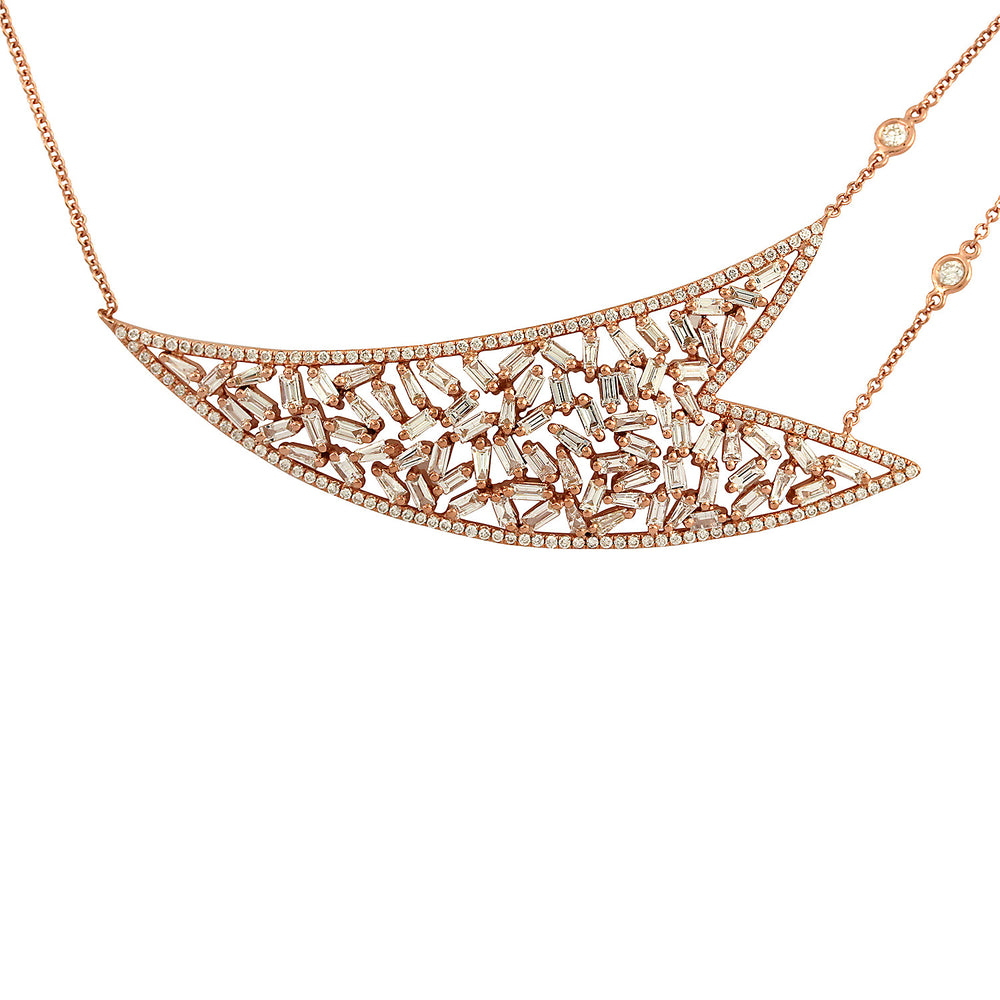 Baguette Cut Diamond Arrow Choker Necklace in 18K Rose Gold – Modern Fine Jewelry for Her