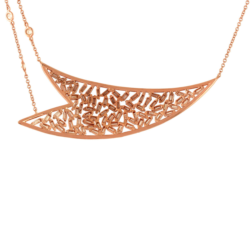 Baguette Cut Diamond Arrow Choker Necklace in 18K Rose Gold – Modern Fine Jewelry for Her