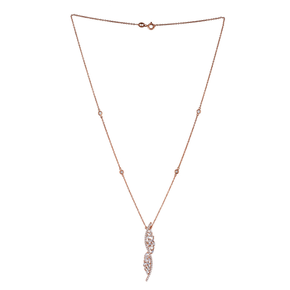 Baguette Cut Diamond Leaf Choker Necklace in 18K Rose Gold