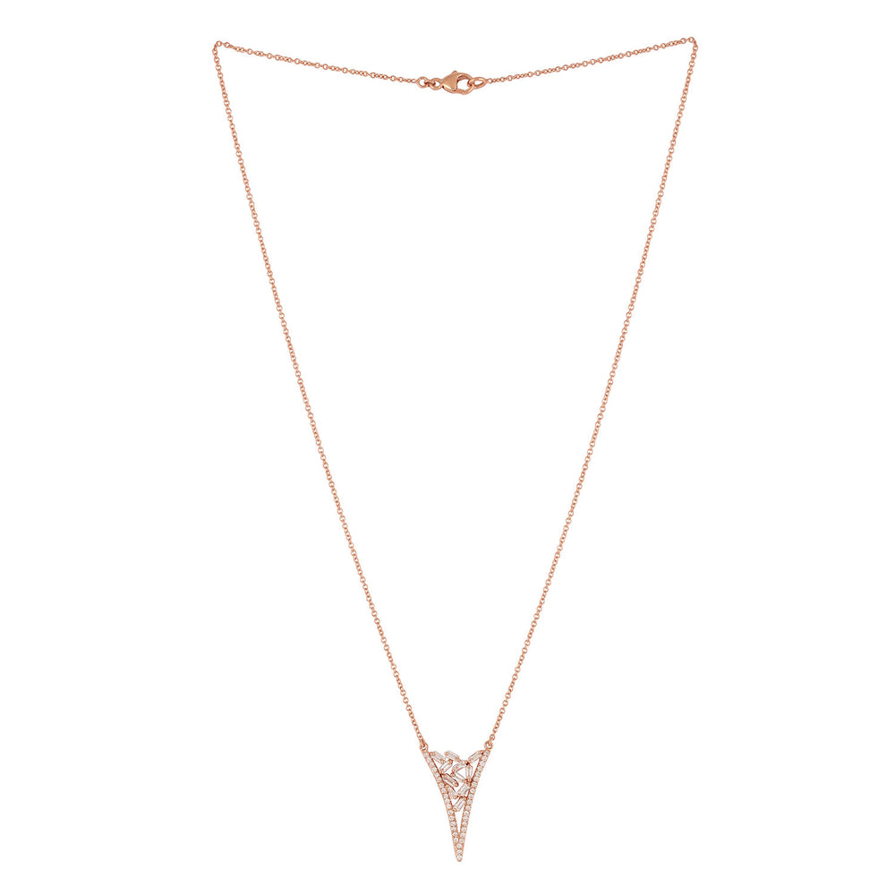 Baguette Cut Diamond Arrow Choker Necklace in 18K Rose Gold – Women’s Gift Jewelry