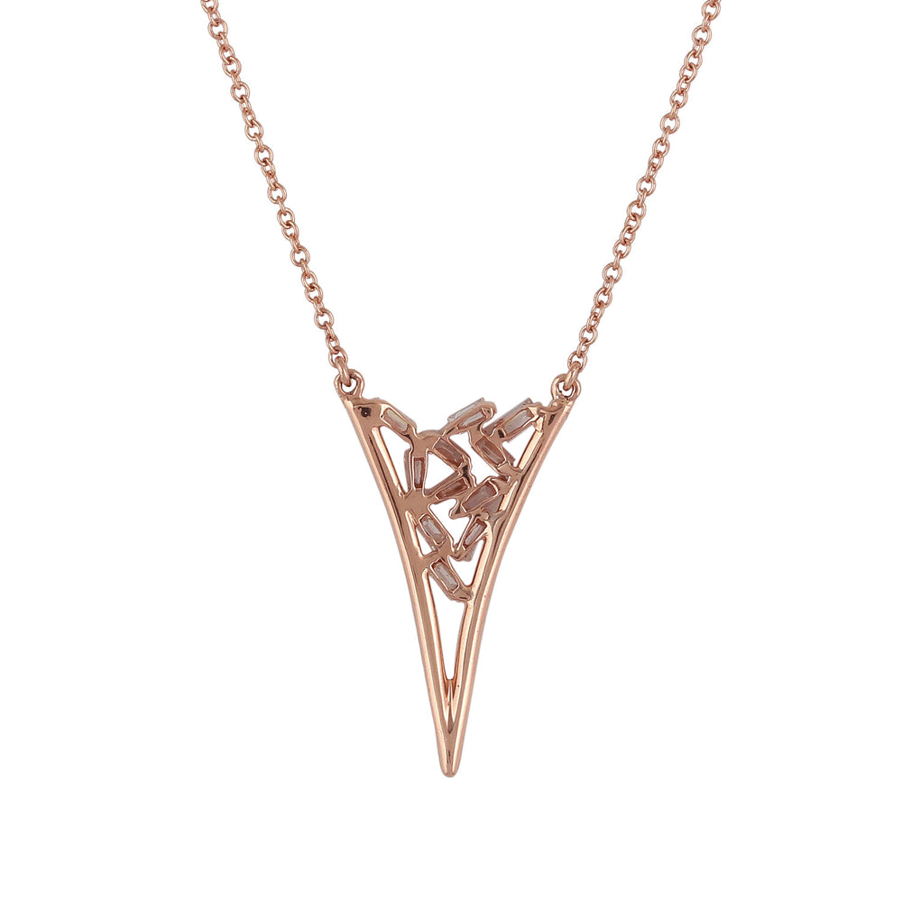 Baguette Cut Diamond Arrow Choker Necklace in 18K Rose Gold – Women’s Gift Jewelry