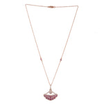 18K Rose Gold Pink Sapphire September Birthstone Rose Cut Diamond Diya Shape Princess Necklace