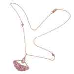 18K Rose Gold Pink Sapphire September Birthstone Rose Cut Diamond Diya Shape Princess Necklace