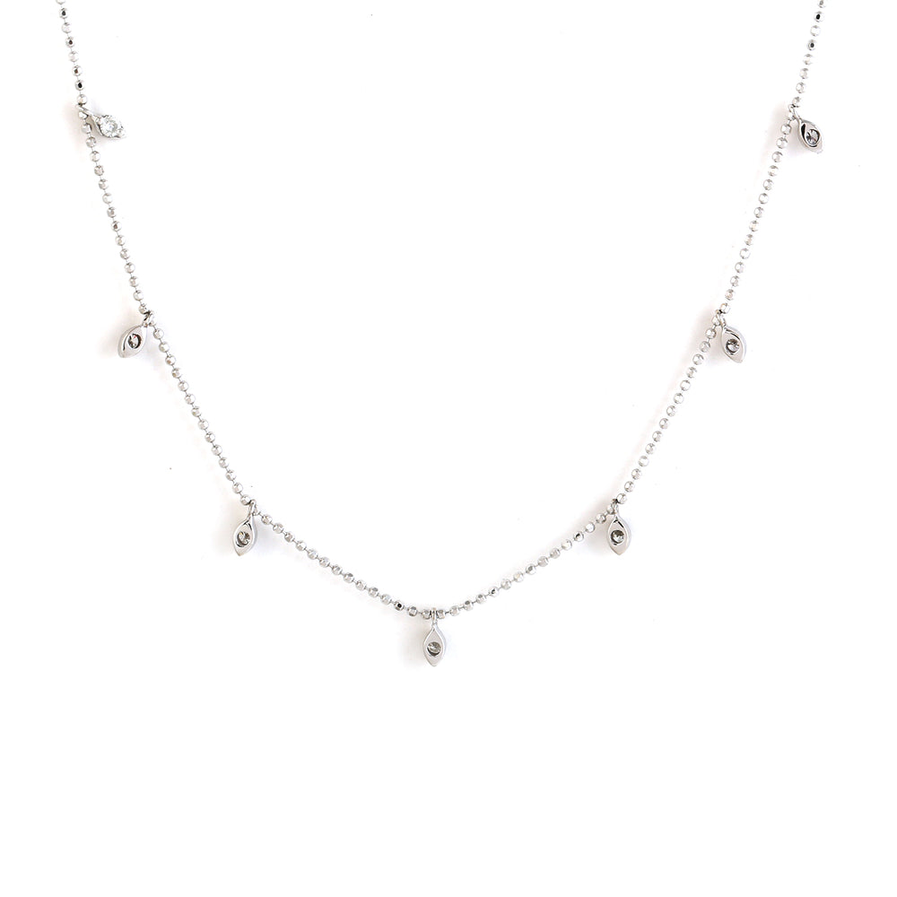 Natural Diamond Pave By The Yard Necklace Dainty Jewelry In 18k White Gold