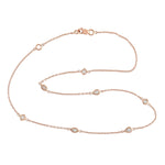 14K Rose Gold Bezel Natural Rose Cut Diamond Chain Choker Necklace Jewelry For Gifts