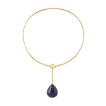 Pear Tanzanite Prong Natural Diamond Made In 10K Yellow Gold Choker Necklace Jewelry