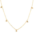 18k Yellow Gold Dot Ball Design Chain Diamond Delicate Necklace