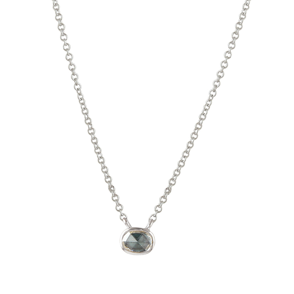 Natural Ice Diamond Princess Necklace in 18k White Gold On Sale
