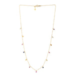 Multi Sapphire Gemstone 18K Yellow Gold Beaded Chain Princess Necklace For Wedding