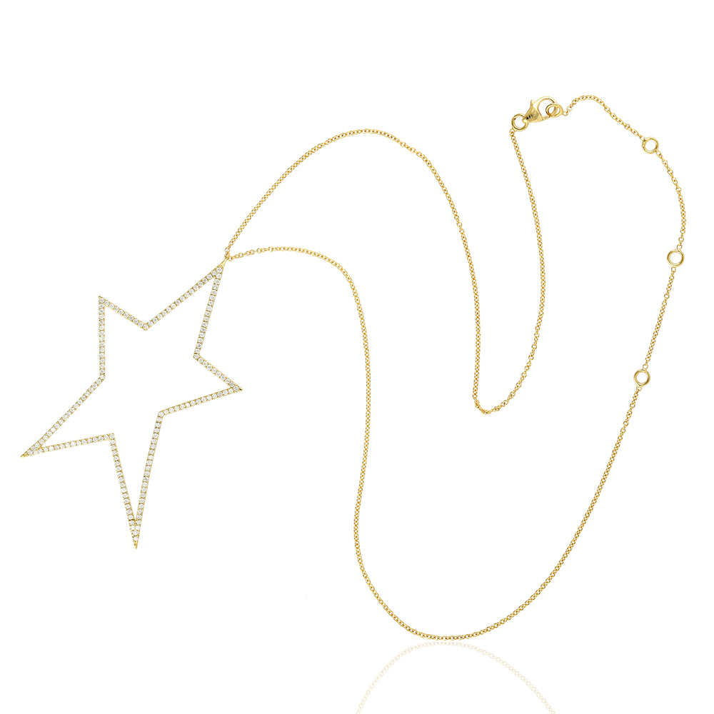 Natural Diamond Star Choker Necklace in 14K Yellow Gold