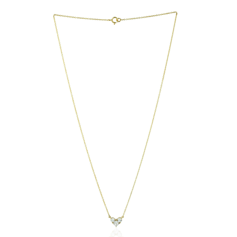 Natural Diamond Heart Design Yellow Gold Delicate Chain Choker Necklace