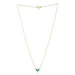 Natural Emerald Heart Desig Necklace In 14k Yellow Gold