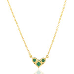 Natural Emerald Heart Desig Necklace In 14k Yellow Gold