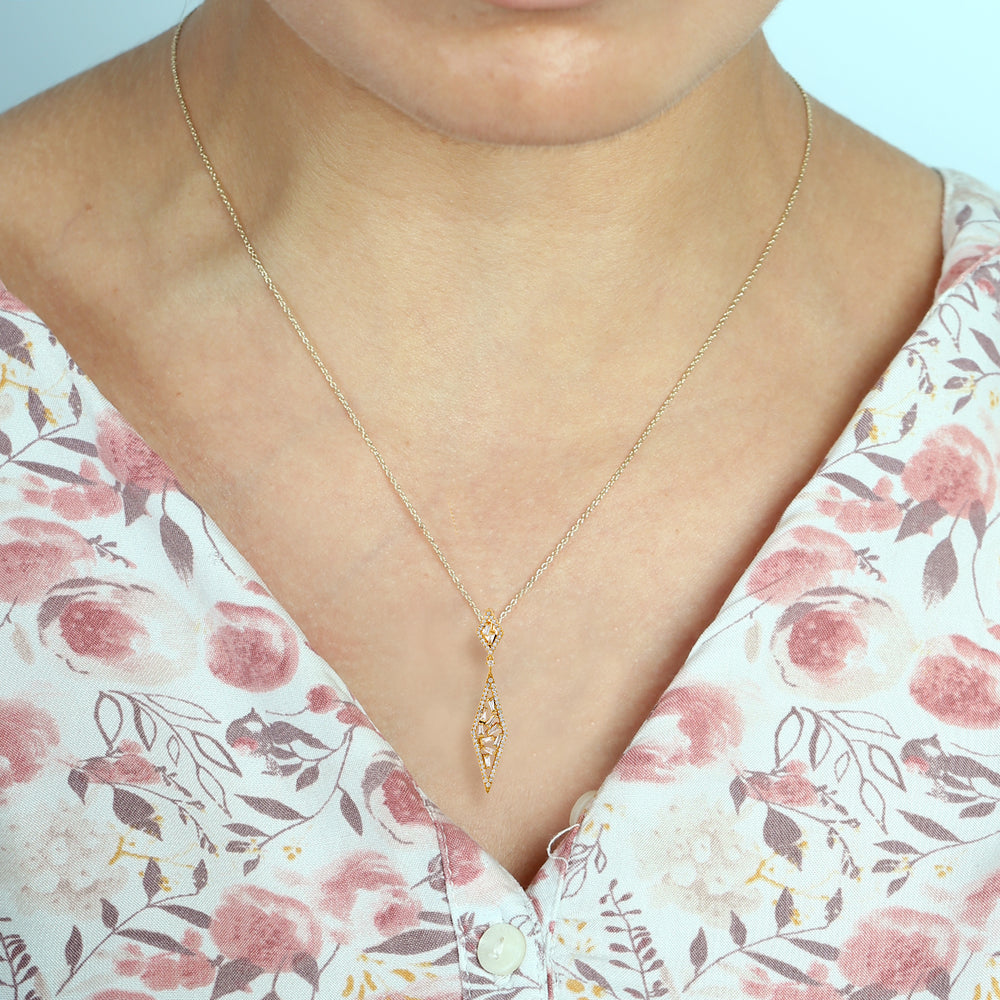 18K Yellow Gold Baguette Cut Diamond Chain Princess Necklace – Fine Jewelry for Her