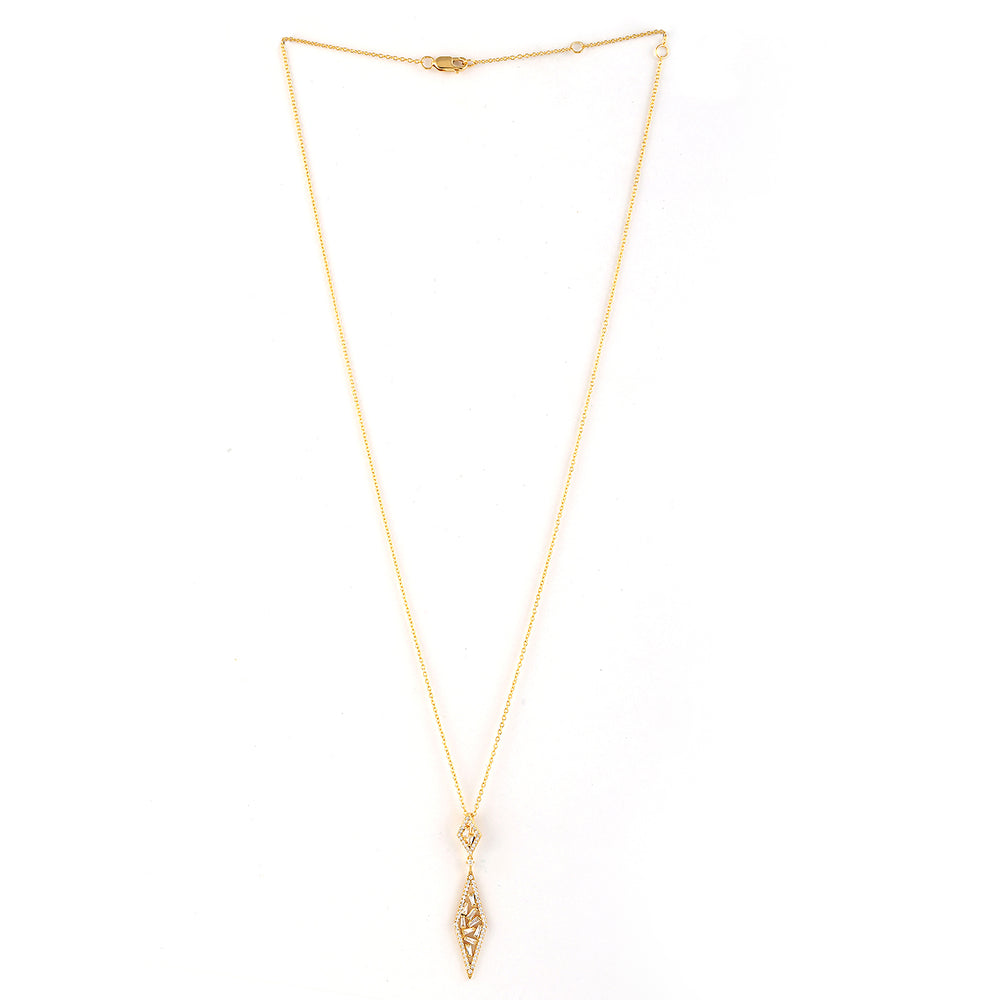 18K Yellow Gold Baguette Cut Diamond Chain Princess Necklace – Fine Jewelry for Her