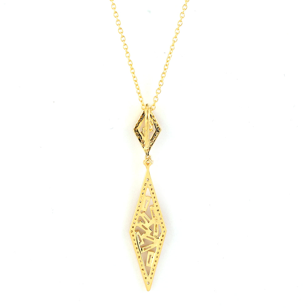 18K Yellow Gold Baguette Cut Diamond Chain Princess Necklace – Fine Jewelry for Her