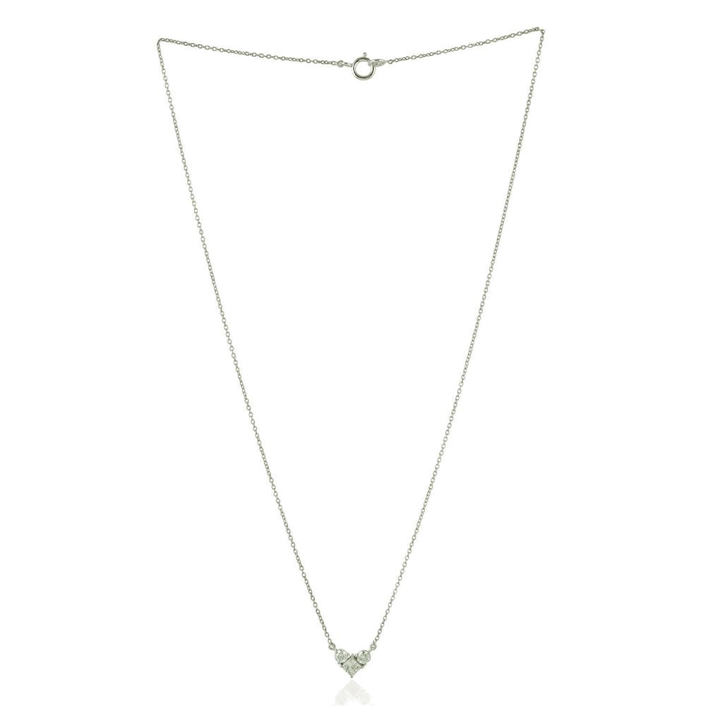 Natural Diamond Dainty Heart 14k White Gold Necklace