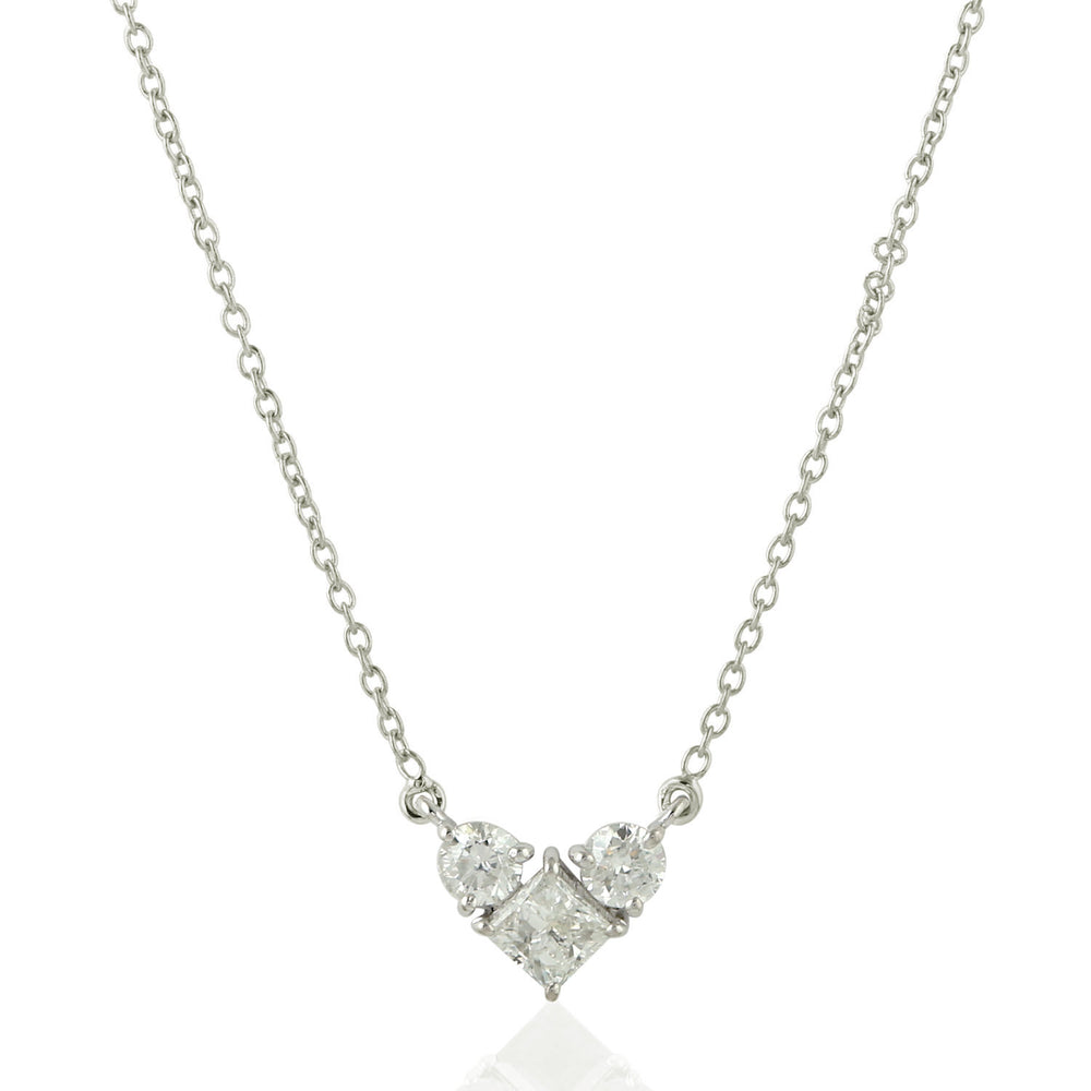 Natural Diamond Dainty Heart 14k White Gold Necklace