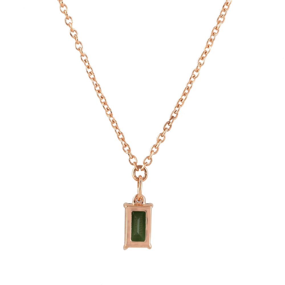 Baguette Cut Green Tourmaline Princess Necklace In 18K Rose Gold