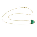 Heart Cut Malachite Gemstone Pave Diamond In 14K Yellow Gold Princess Necklace