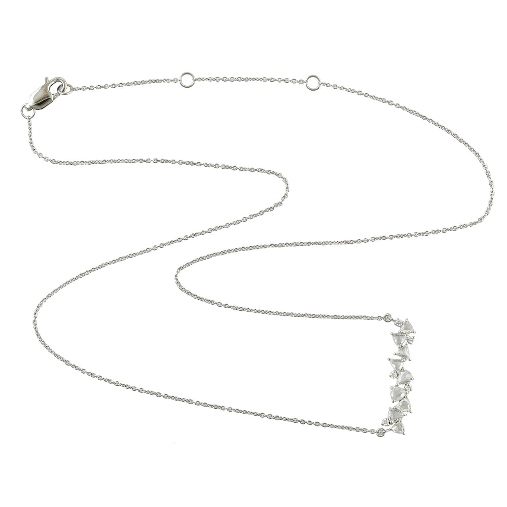 Natural Rose Cut Diamond Designer Choker Necklace In White Gold