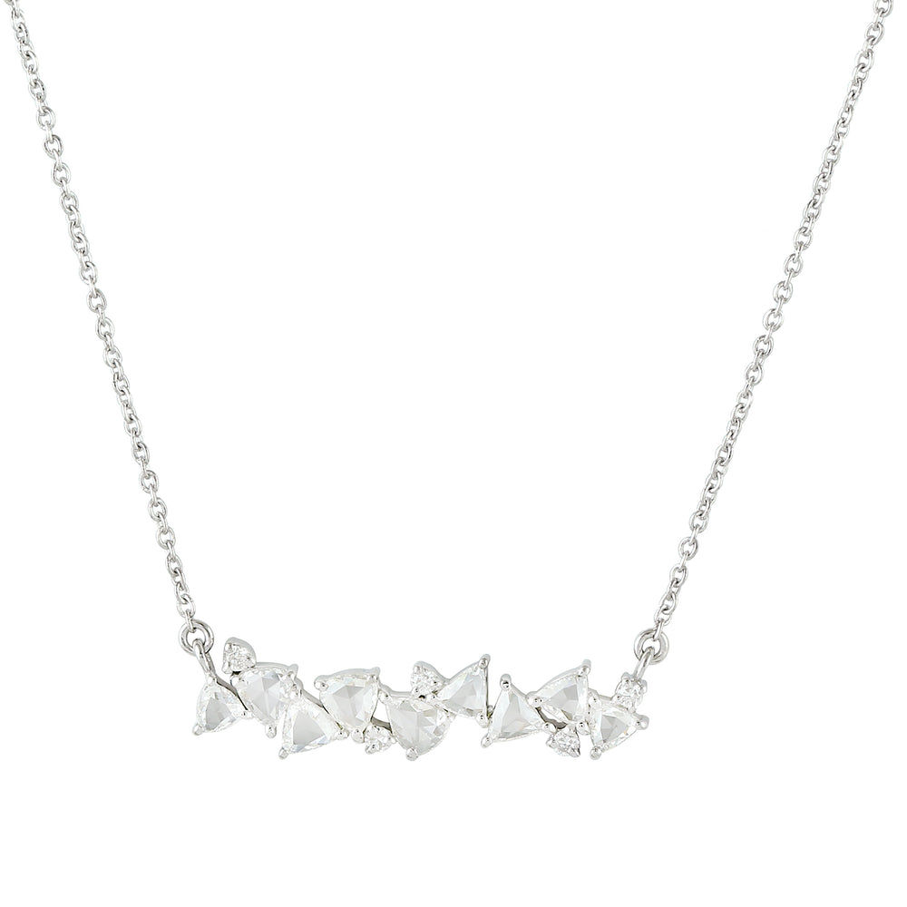 Natural Rose Cut Diamond Designer Choker Necklace In White Gold
