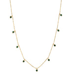 Prong Set  Emerald May Birthstone Beads Princess Necklace In Yellow Gold