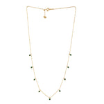 Prong Set  Emerald May Birthstone Beads Princess Necklace In Yellow Gold