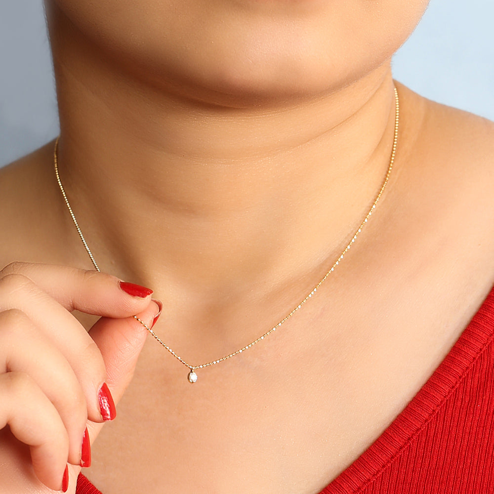 Natural Diamond Beads Princess Necklace In 18K Yellow Gold