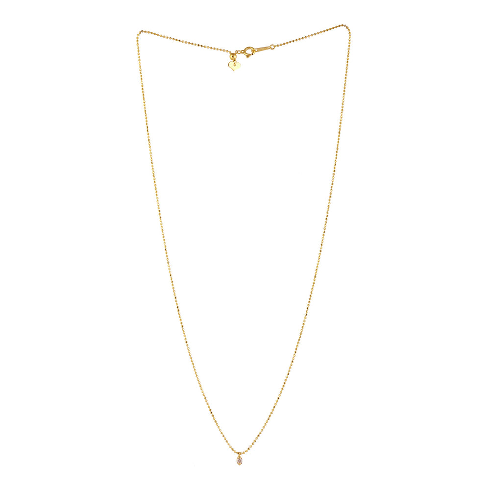 Bezel Set Diamond In 18k Yellow Gold Dot Ball Chain Necklace Minimal Jewelry