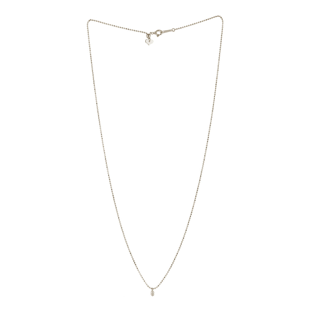 Prong Set Diamond In 18k White Gold Dot Chain Princess Necklace Jewelry