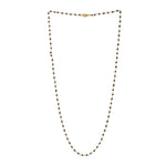 18K Yellow Gold Beaded Black Diamond Chain Matinee Necklace Jewelry