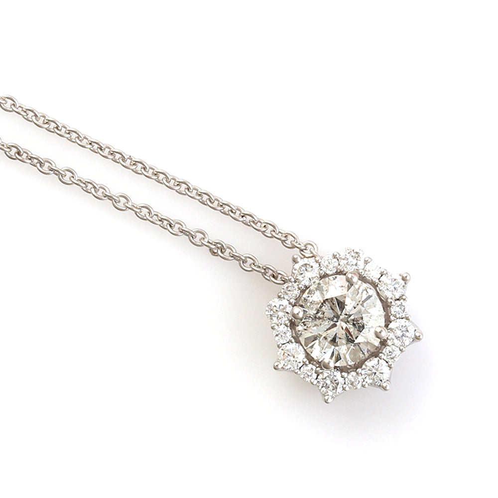 Natural Diamond Prong Set Princess Necklace In 14K White Gold