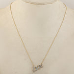 Natural Diamond "Love" Initial Princess Necklace In 14k Yellow Gold Valentine Jewelry