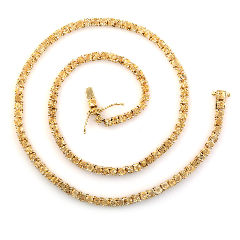 Citrine Gemstone Choker Necklace In 14k Yellow Gold Handmade Jewelry